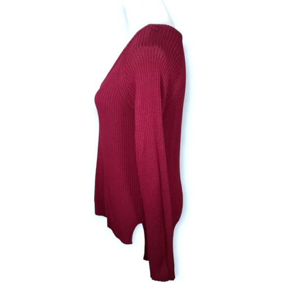 SO BURGUNDY RIBBED V-NECK SWEATER SZ.M EUC - Picture 2 of 6